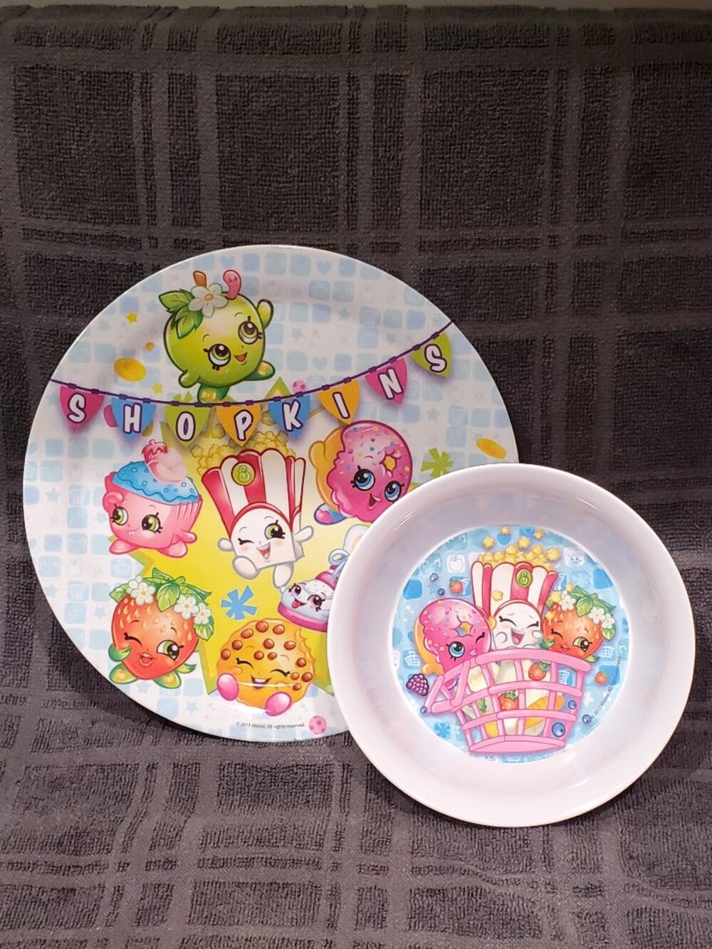 Shopkins Melamine Plate and Bowl Set EUC!